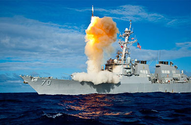 Pro-U.S. states with ballistic missile defense systems surround Syria
