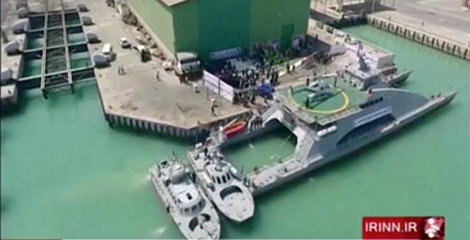 Iran’s Revolutionary Guards unveil helicopter-carrying catamaran