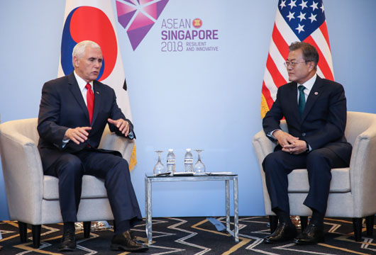 Pence rebuffs South Korean leader’s bid to lift sanctions on and sign treaty with North