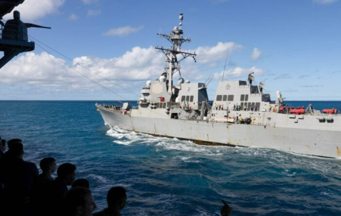 U.S. guided missile destroyer sails through Taiwan Strait during major China exercise