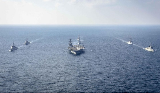 U.S. carrier group joined Japan, Philippines in patrolling tense South China Sea